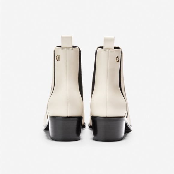 Cole Haan Valorie Bootie (45mm) Pointy Toe Chelsea Boot - Ivory Princess Leather - Picture 3 of 16